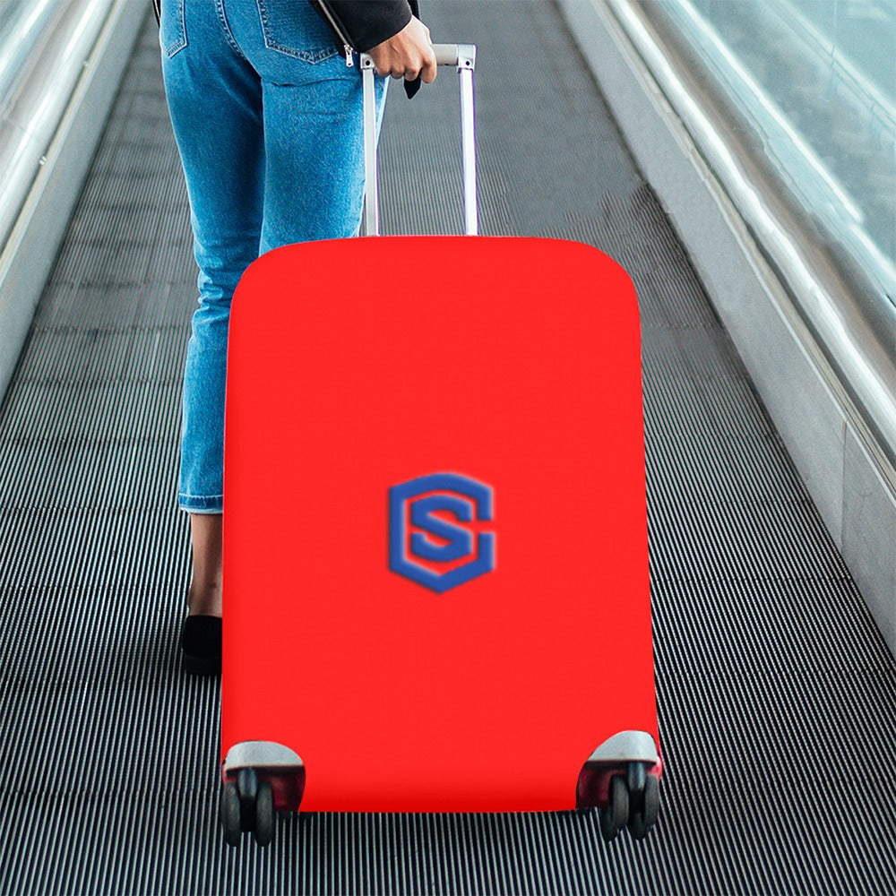 RED LUGGAGE COVER WITH BLUE LOGO Luggage Cover (Large Size) (26"-28")