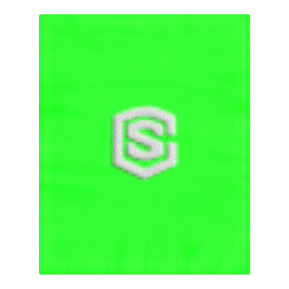 Green 3-Piece Bedding Set (1 Duvet Cover 86"x70"; 2 Pillowcases 20"x30")(One Side) wtih Silver Logo 3-Piece Bedding Set (1 Duvet Cover 86"x70"; 2 Pillowcases 20"x30")(One Side)