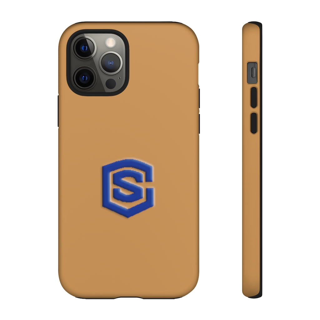 Brown Tough Cases Blue Logo