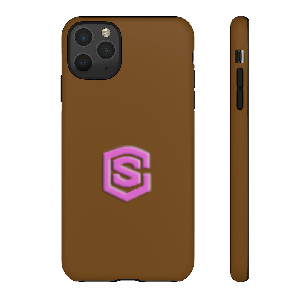 Brown Tough Cases Pink Logo