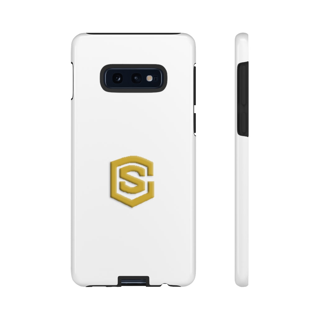 White Tough Cases Gold Logo