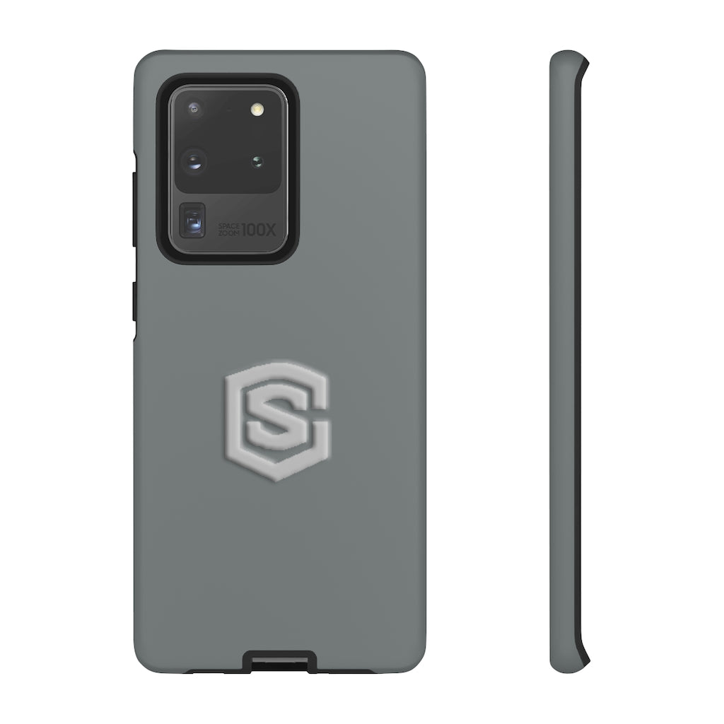 Grey Tough Cases Silver Logo