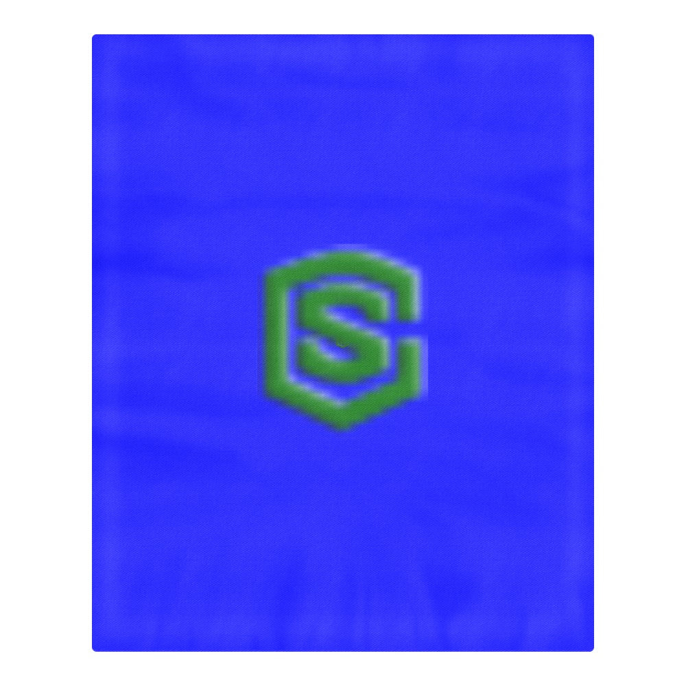 Blue 3-Piece Bedding Set (1 Duvet Cover 86"x70"; 2 Pillowcases 20"x30")(One Side) wtih Green Logo 3-Piece Bedding Set (1 Duvet Cover 86"x70"; 2 Pillowcases 20"x30")(One Side)