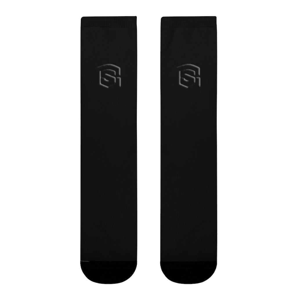 Black Sublimation Crew Socks (EU) Blue Logo