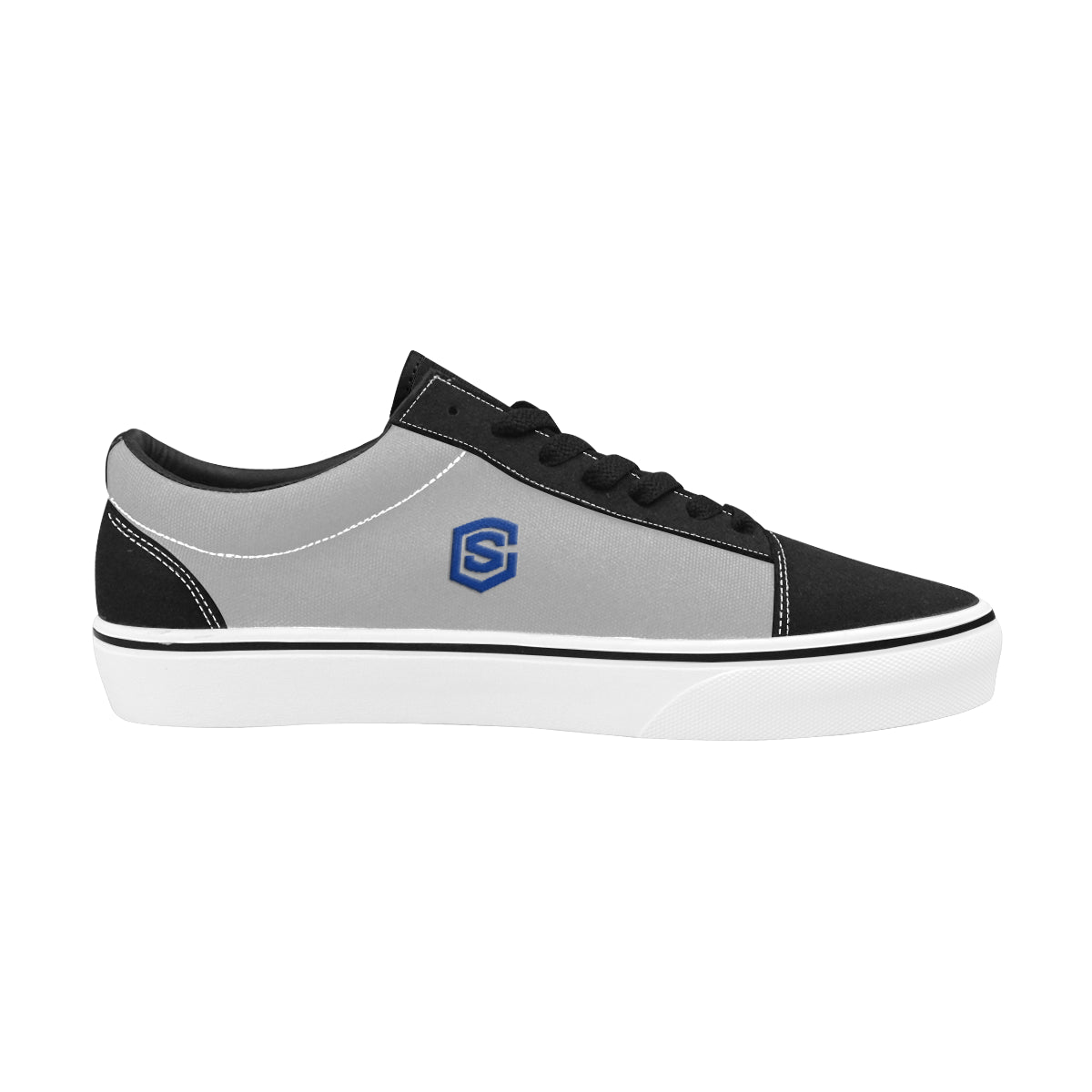 blue logo Women's Low Top Skateboarding Shoes (Model E001-2)