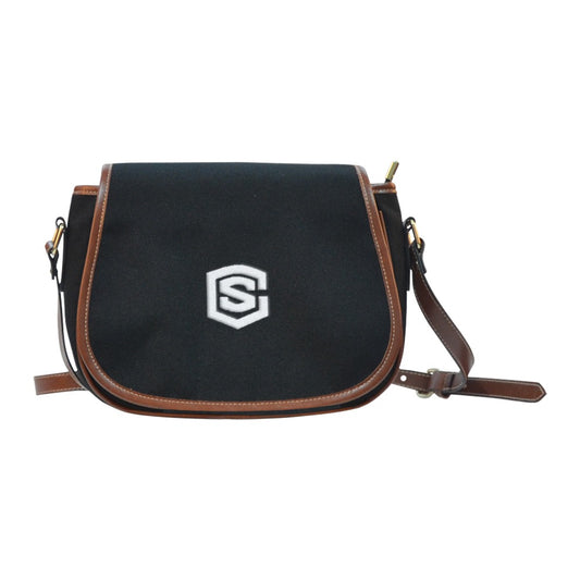BLACK Saddle Bag WITH WHITE LOGO Saddle Bag (Model 1649) (Small)