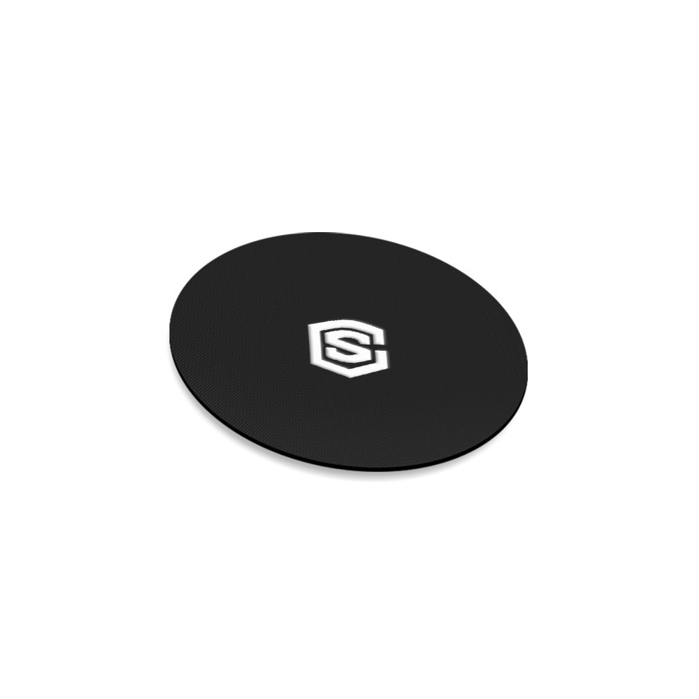 Black Round Coaster with White Logo Round Coaster