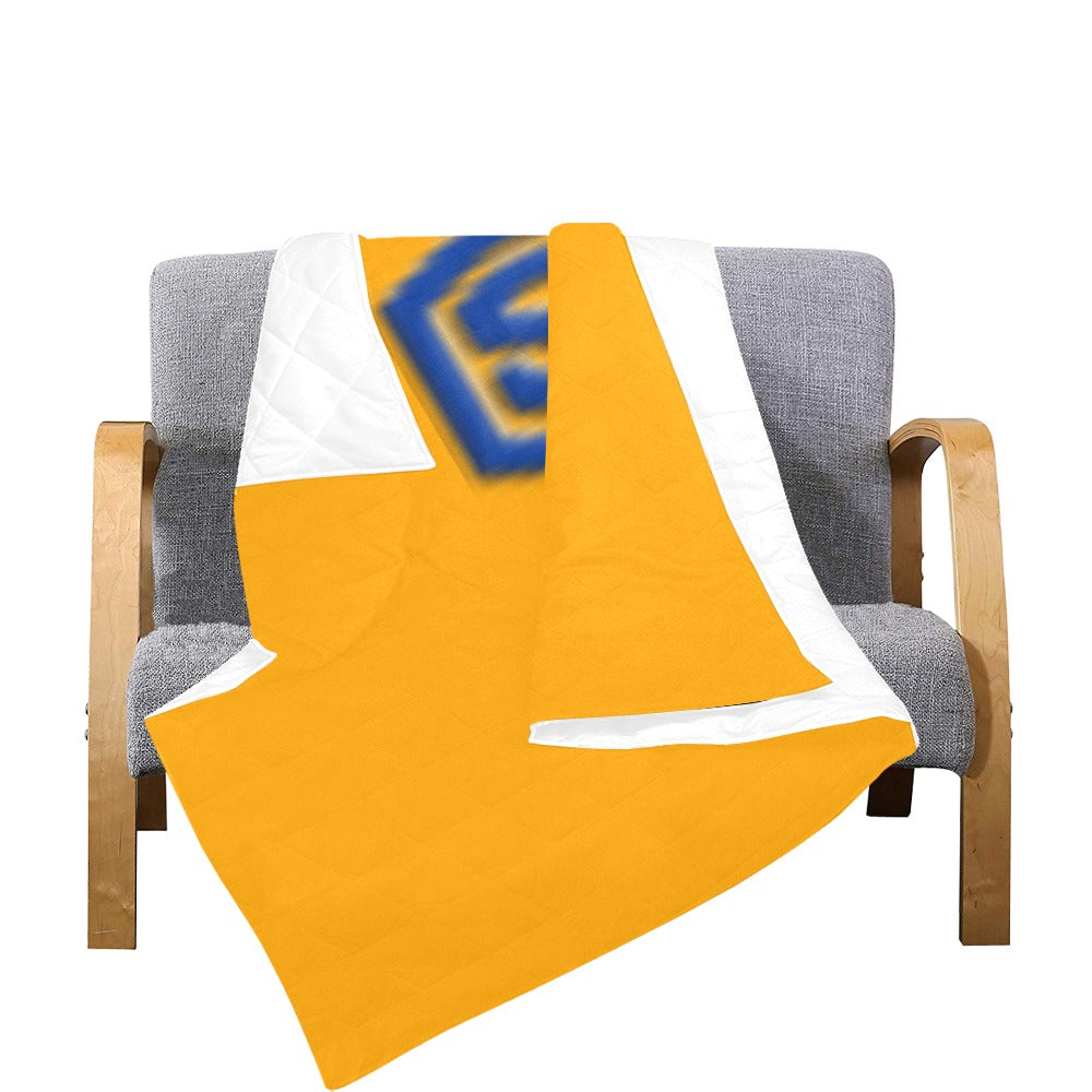 Orange Quilt with Blue Logo Custom Quilt  70" x 80"