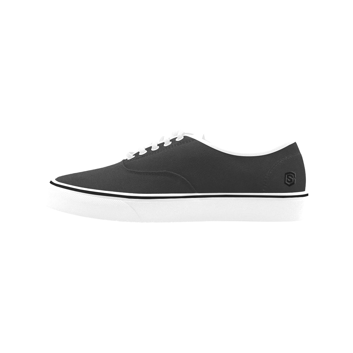 black logo Classic Women's Canvas Low Top Shoes (Model E001-4)