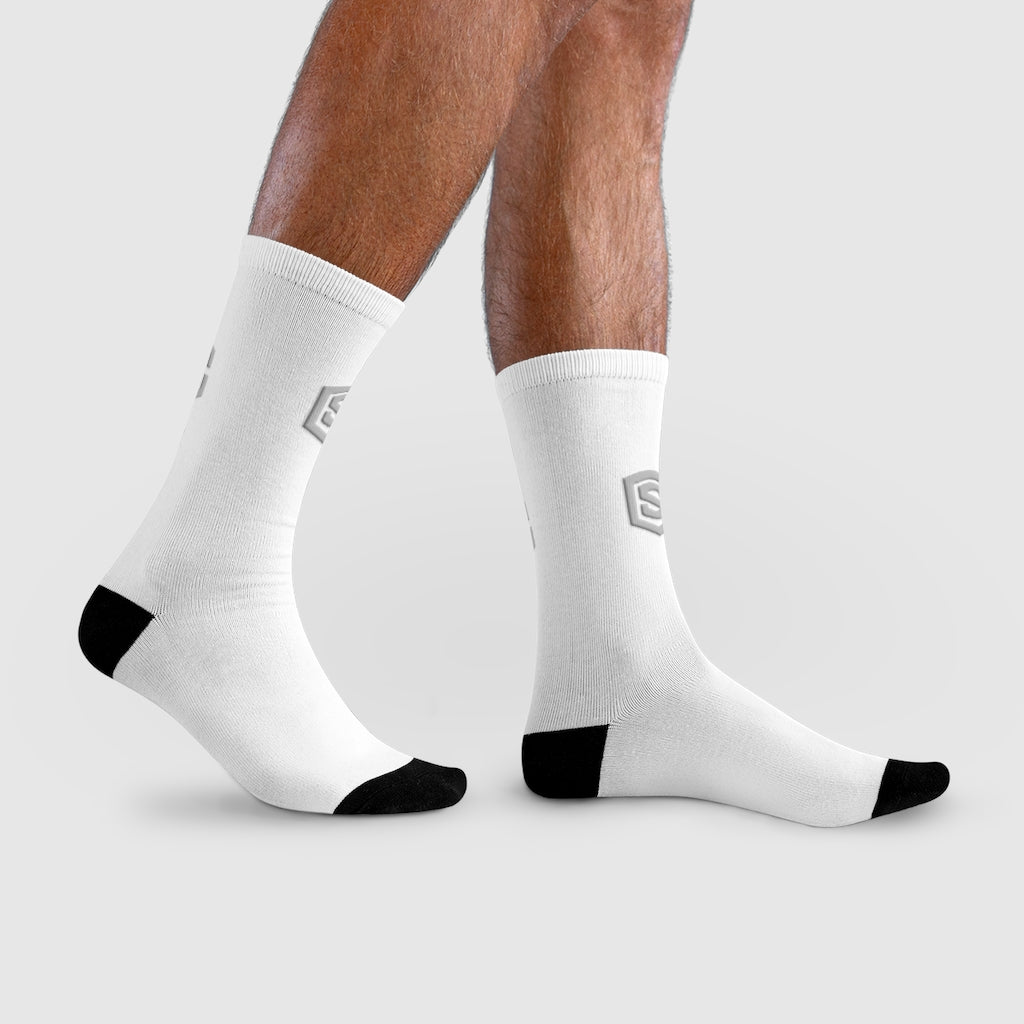 white Sublimation Crew Socks (EU) Silver Logo