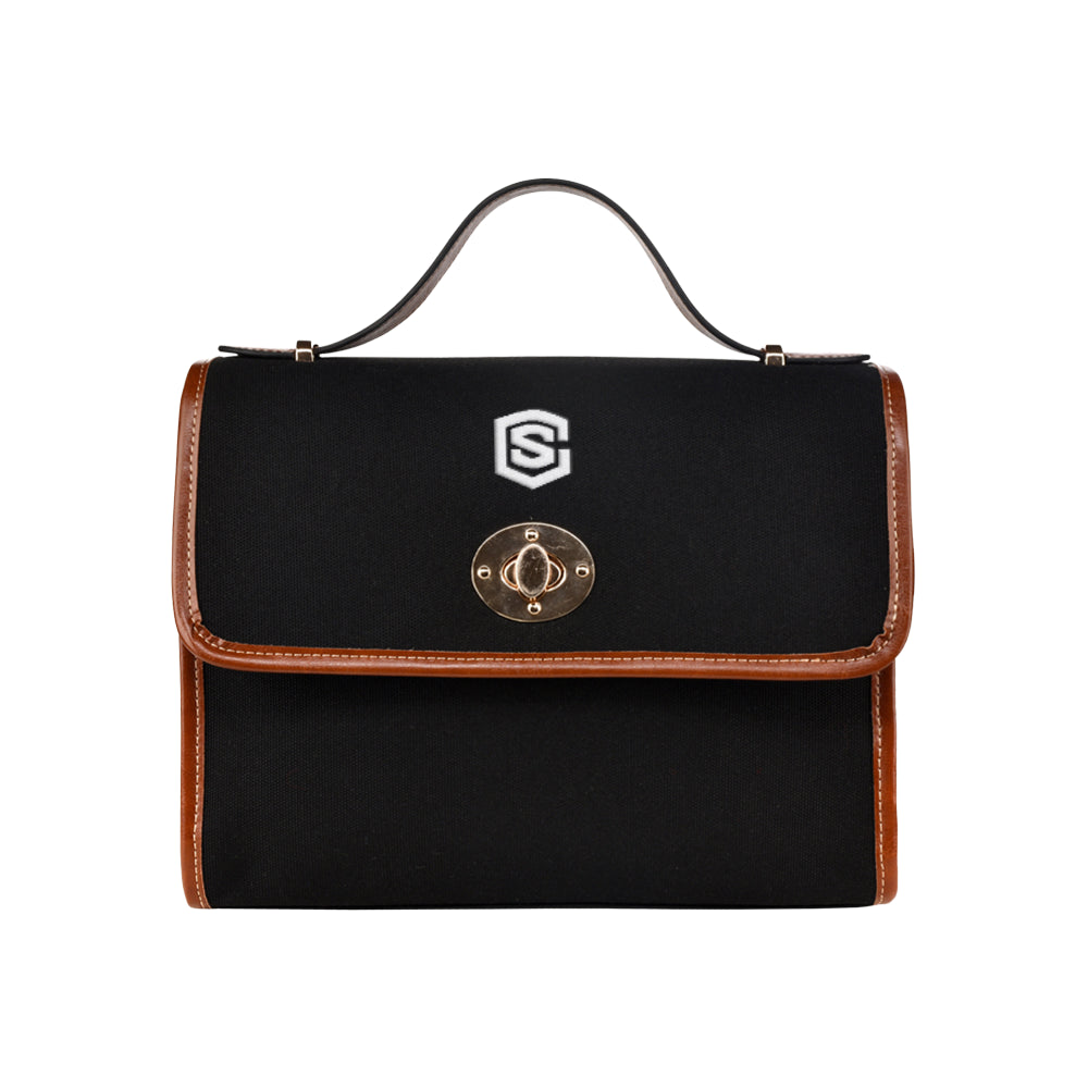 BLACK WATERFROOF CANVAS BAGwhite logo Waterproof Canvas Bag/All Over Print (Model 1641)