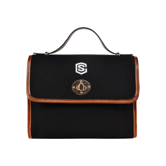 BLACK WATERFROOF CANVAS BAGwhite logo Waterproof Canvas Bag/All Over Print (Model 1641)