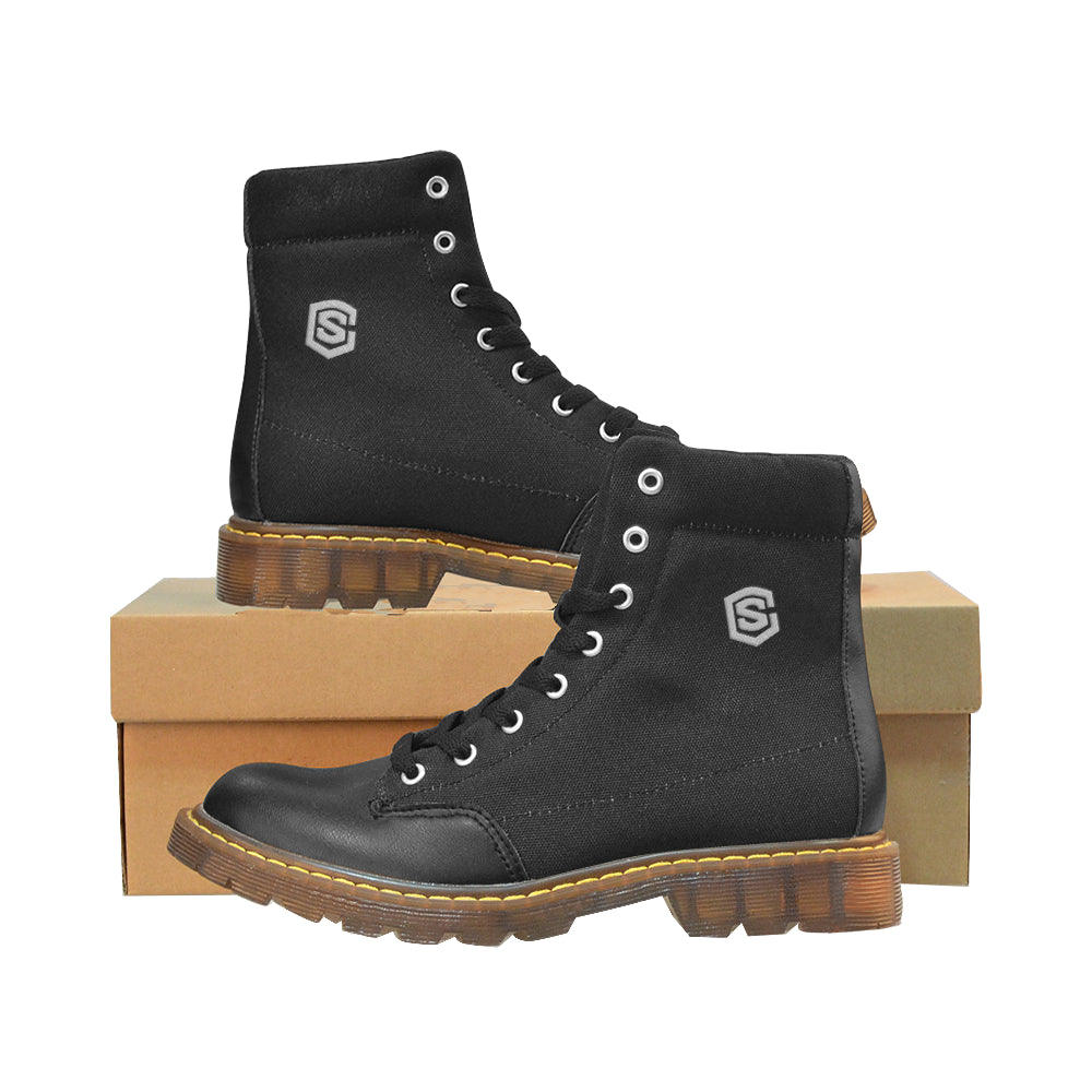 silver logo Apache Round Toe Men's Winter Boots (Model 1402)