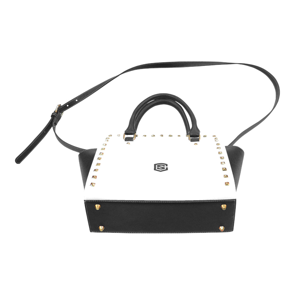 WHITE RIVET SHOULDER HANDBAG black logo Rivet Shoulder Handbag (Model 1645)