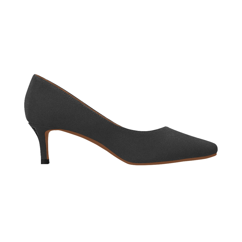 BLACK Women's Pointed Toe Low Heel Pumps black logo Women's Pointed Toe Low Heel Pumps (Model 053)