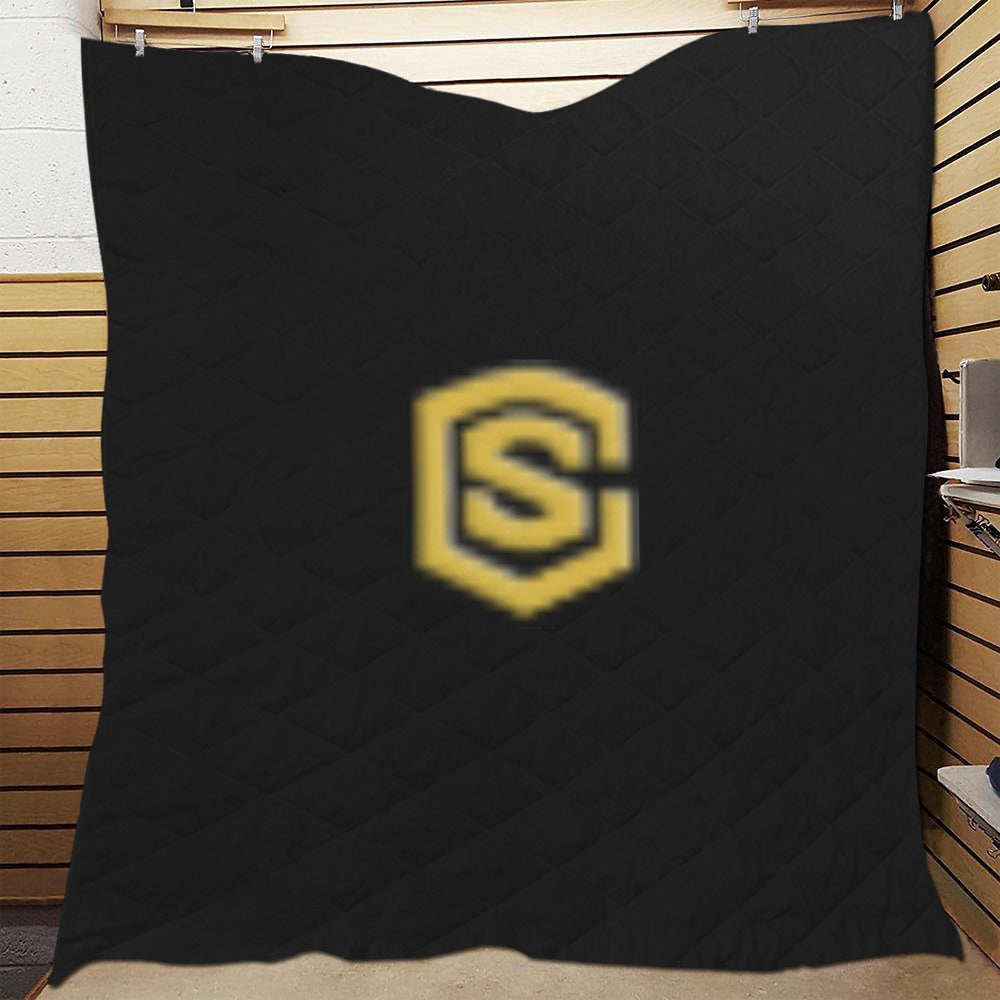 Black Quilt with Gold Logo Custom Quilt  70" x 80"