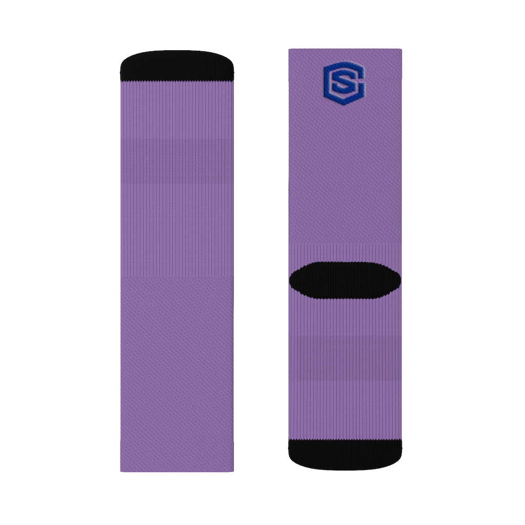 Light Purple Sublimation Socks Blue Logo