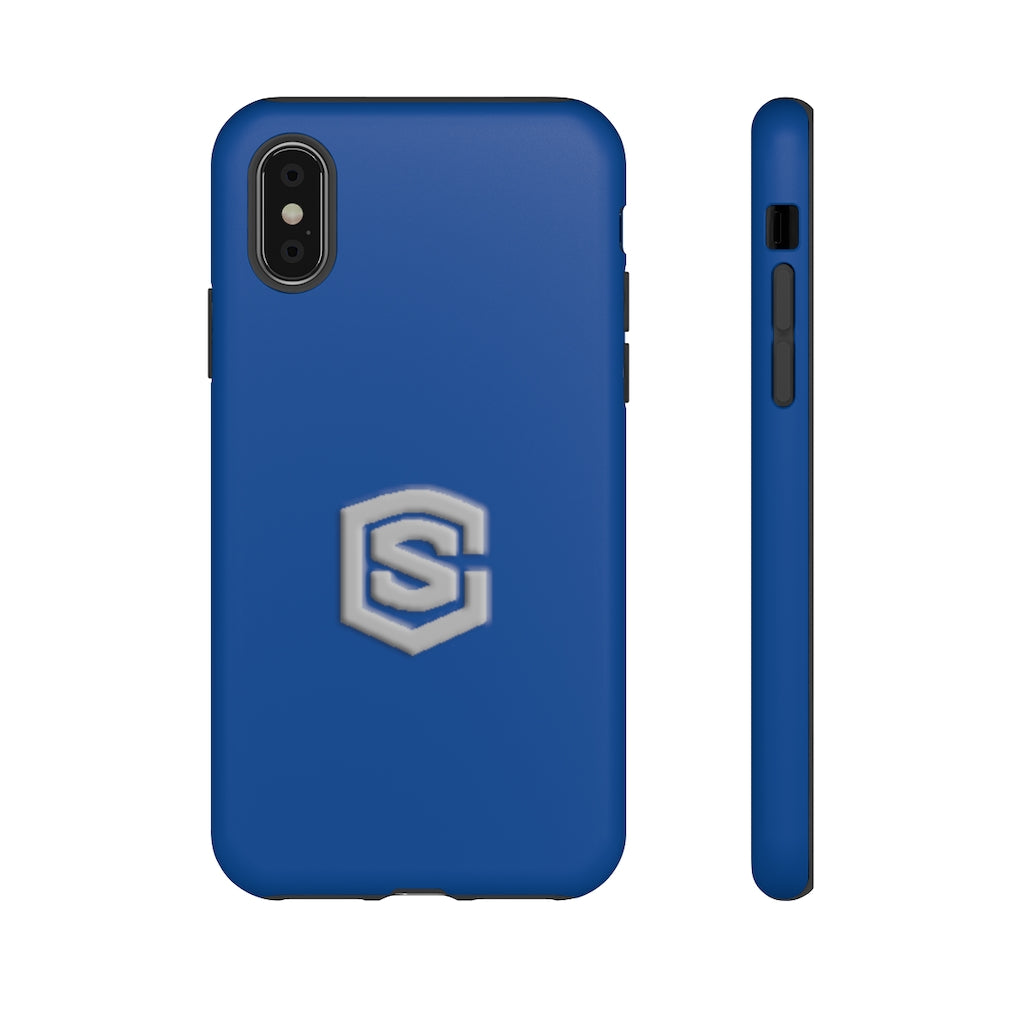 Blue Tough Cases Silver Logo