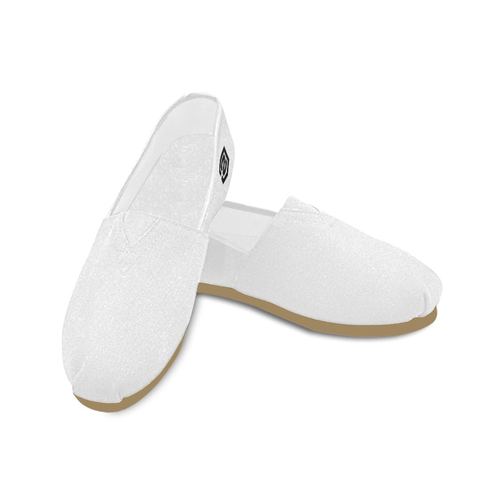 WHITE casual shoes for women WITH BLACK LOGO Casual Canvas Women's Shoes (Model 004) (Designs are mirrored)