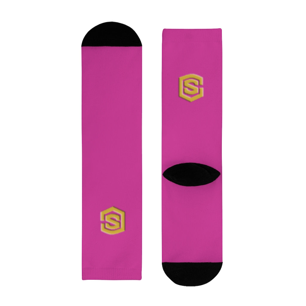 Purple Sublimation Crew Socks (EU) Gold Logo
