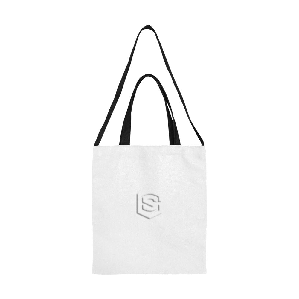 White All Over Print Canvas Tote Bag With White Logo All Over Print Canvas Tote Bag(Model1698)(Medium)