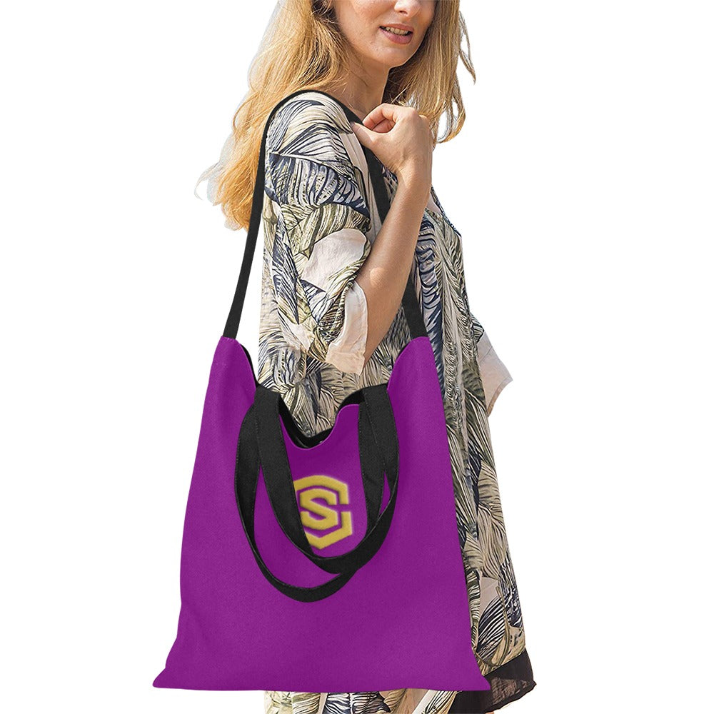 Purple All Over Print Canvas Tote Bag With Gold Logo All Over Print Canvas Tote Bag(Model1698)(Medium)