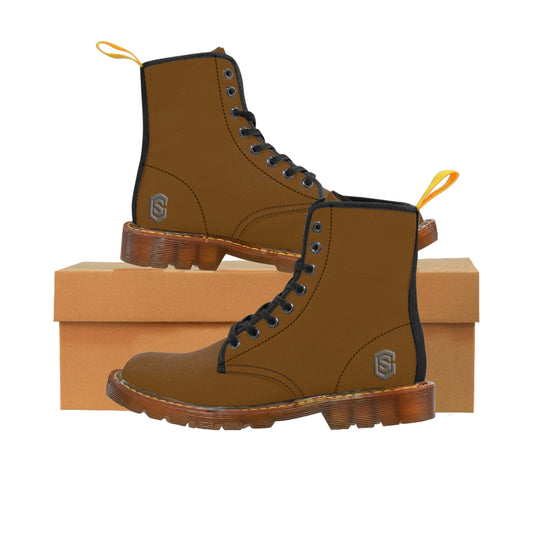 Brown Men's Canvas Boots Silver Logo