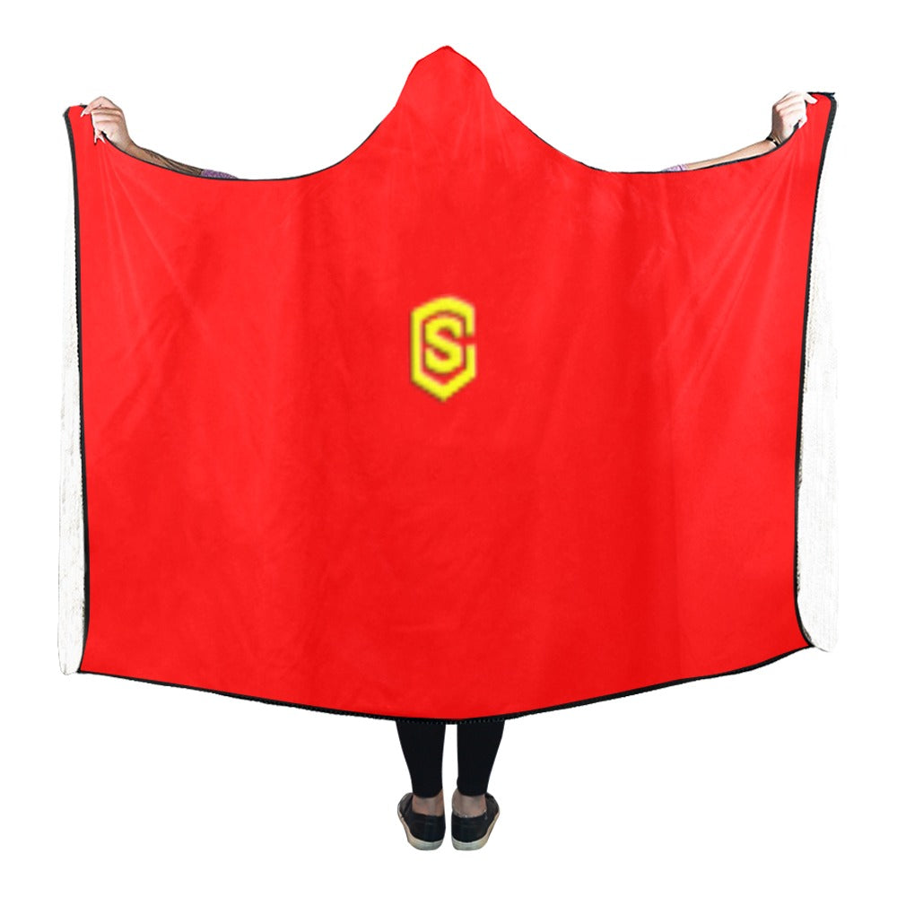 RED Hooded Blanket WHITH YELLOW  LOGO Hooded Blanket 80"x56"