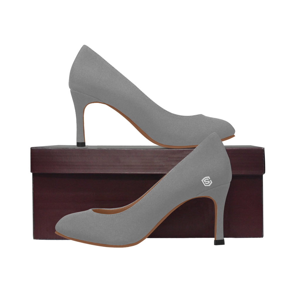 GRAY Women's High Heels white logo Women's High Heels (Model 048)