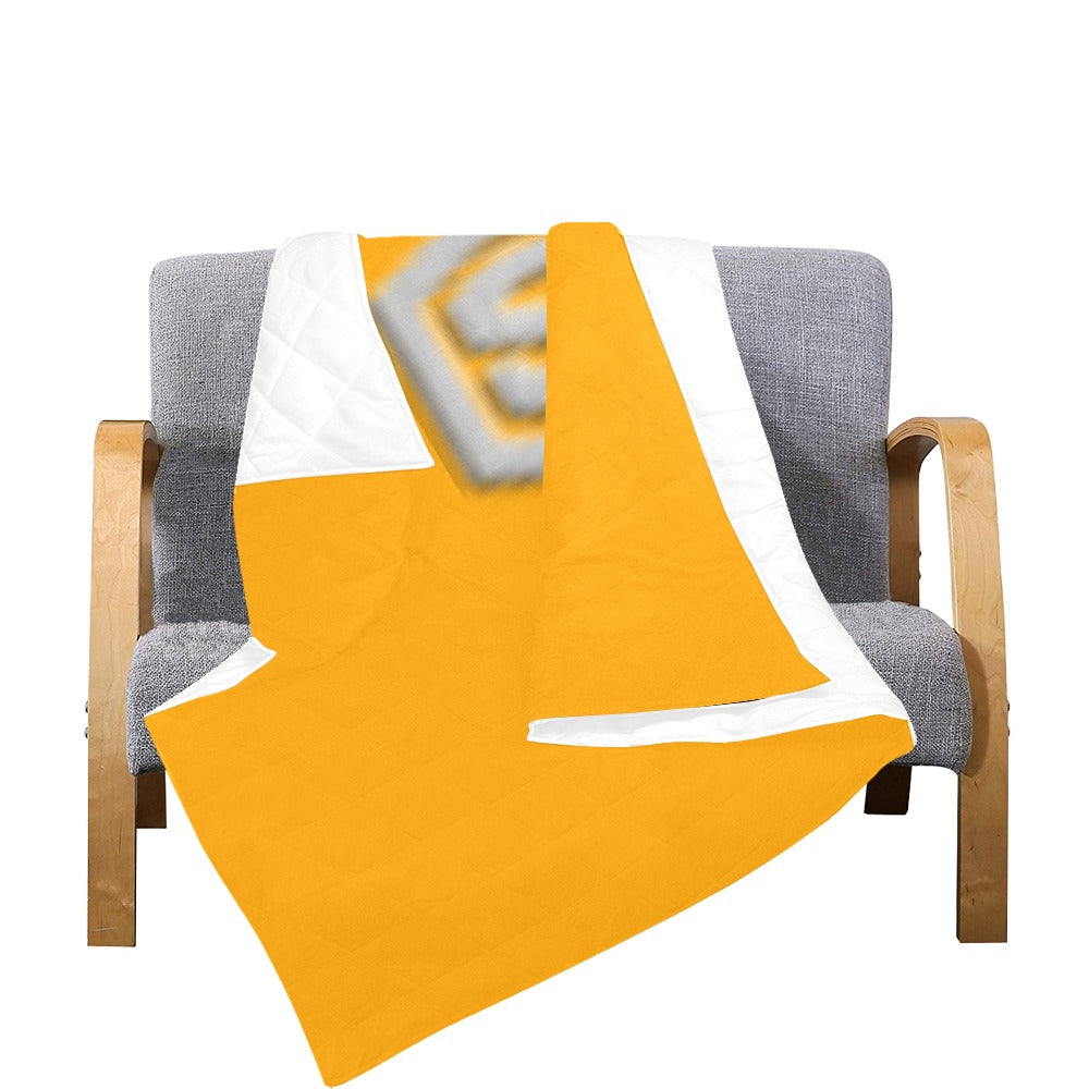 Orange  Quilt with Silver Logo Custom Quilt  70" x 80"