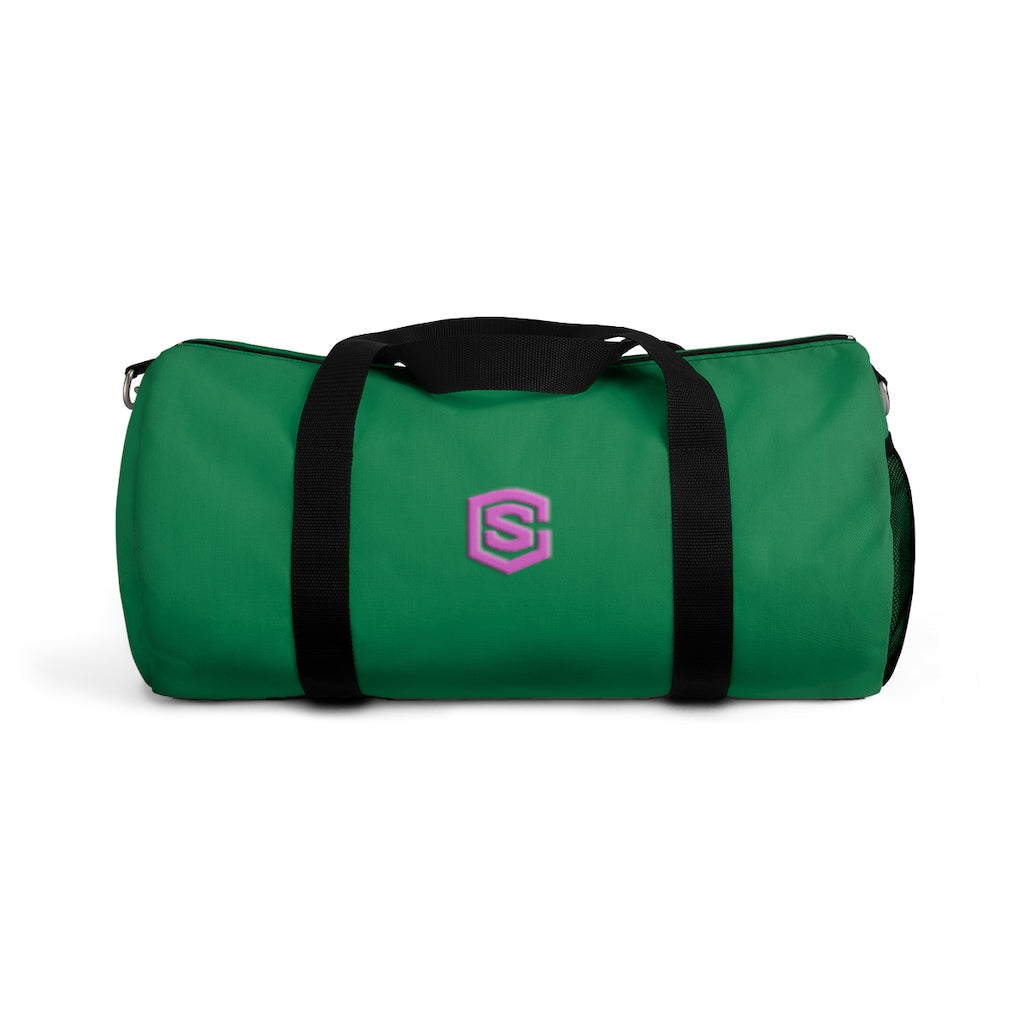 Green Duffel Bag Pink Logo