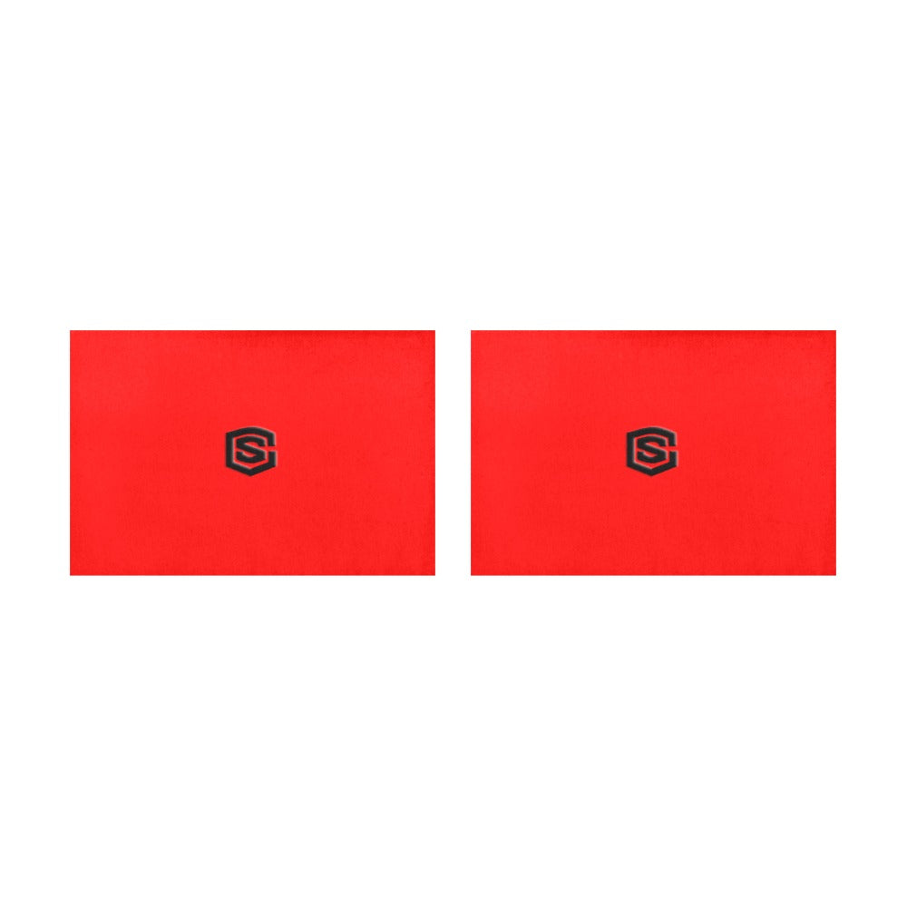 Red Placemats 12" x 18" With Black Logo Placemats 12" x 18" (Set of 2)