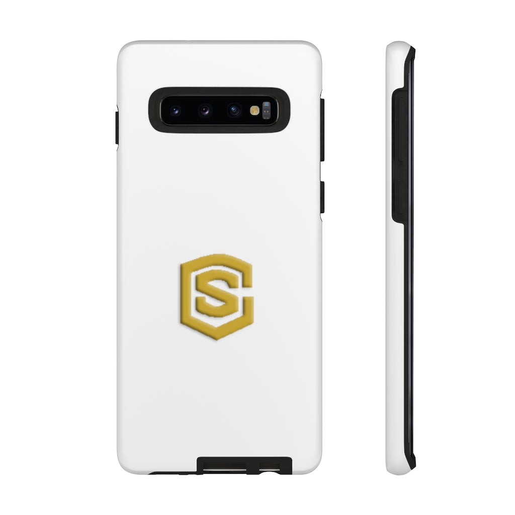 White Tough Cases Gold Logo