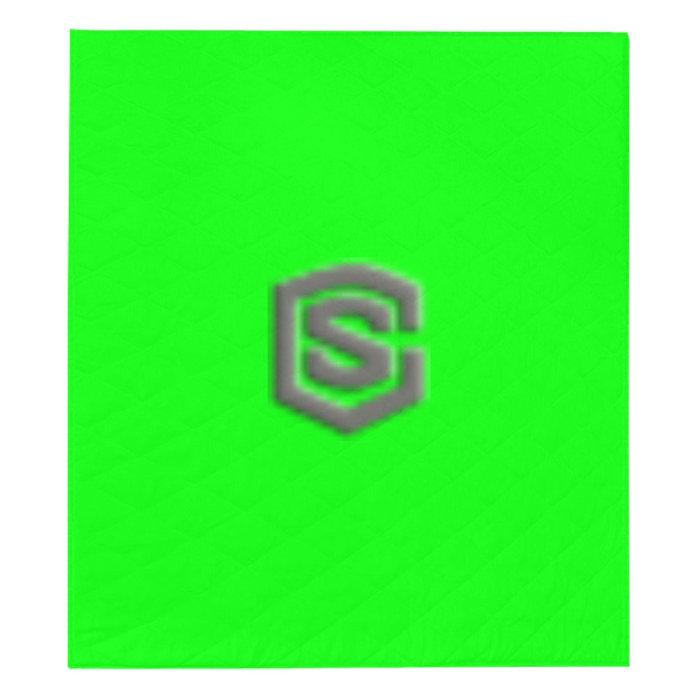 Green Quilt with Gray Logo Custom Quilt  70" x 80"