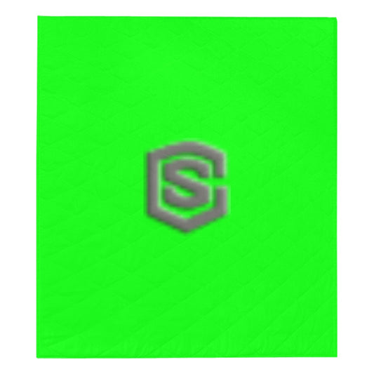 Green Quilt with Gray Logo Custom Quilt  70" x 80"