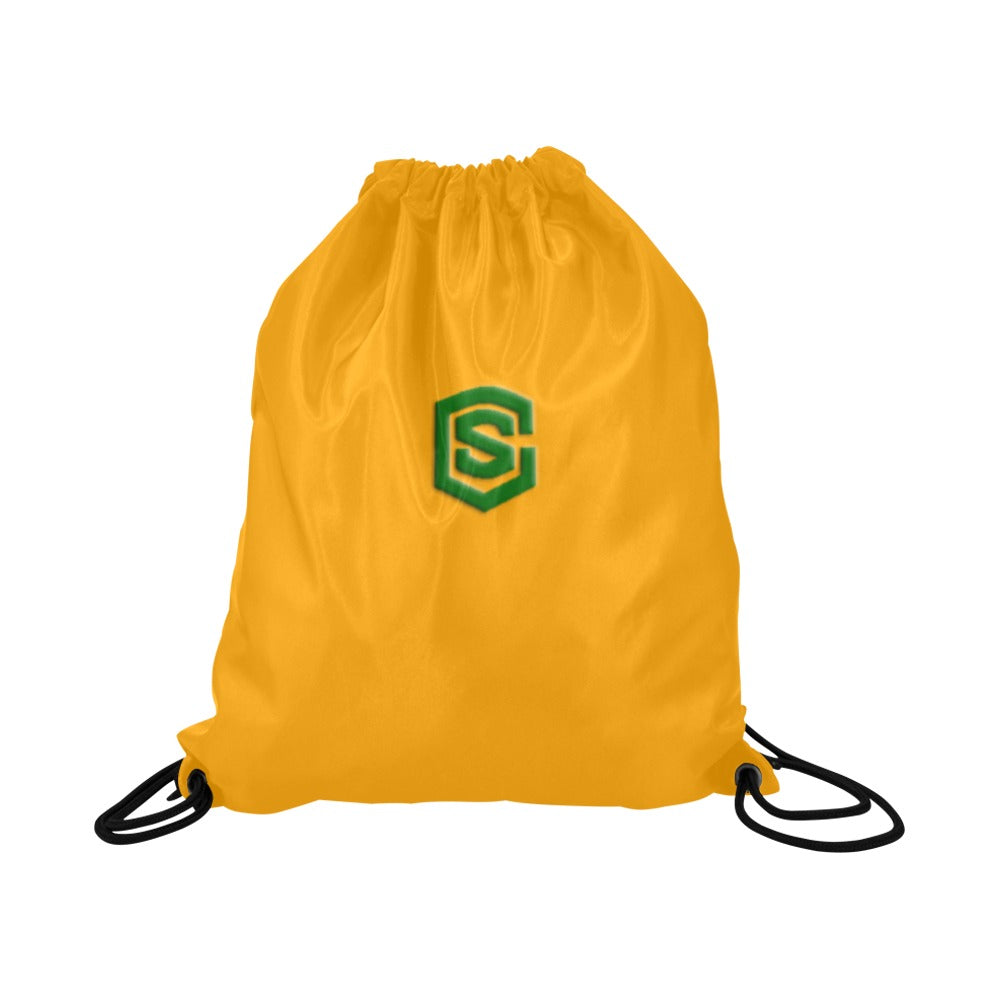 Orange Drawstring Bags Large With Green Logo Drawstring Bags (Model 1604) (Large)