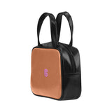 DARK ORANGE LEATHER TOP HANDLE HANDBAG  pink logo Leather Top Handle Handbag (Model 1662)