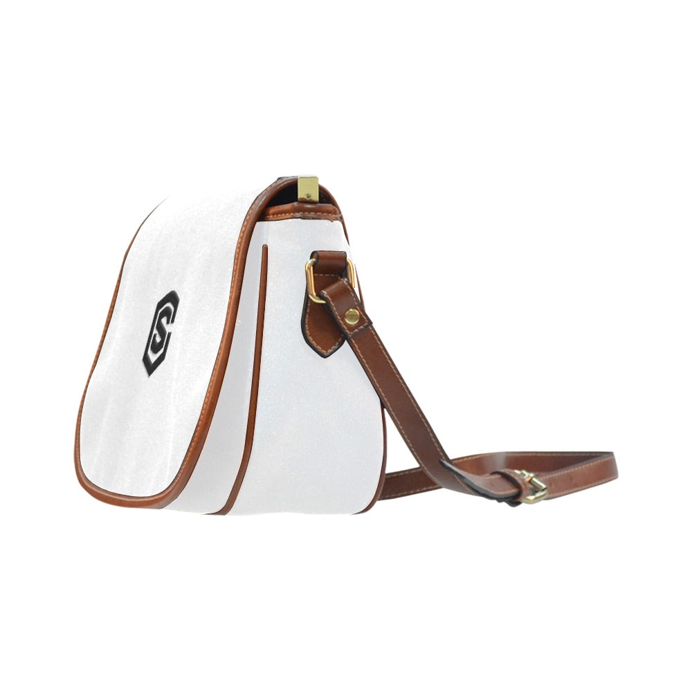 WHITE Saddle Bag WITH BLACK LOGO Saddle Bag (Model 1649) (Small)