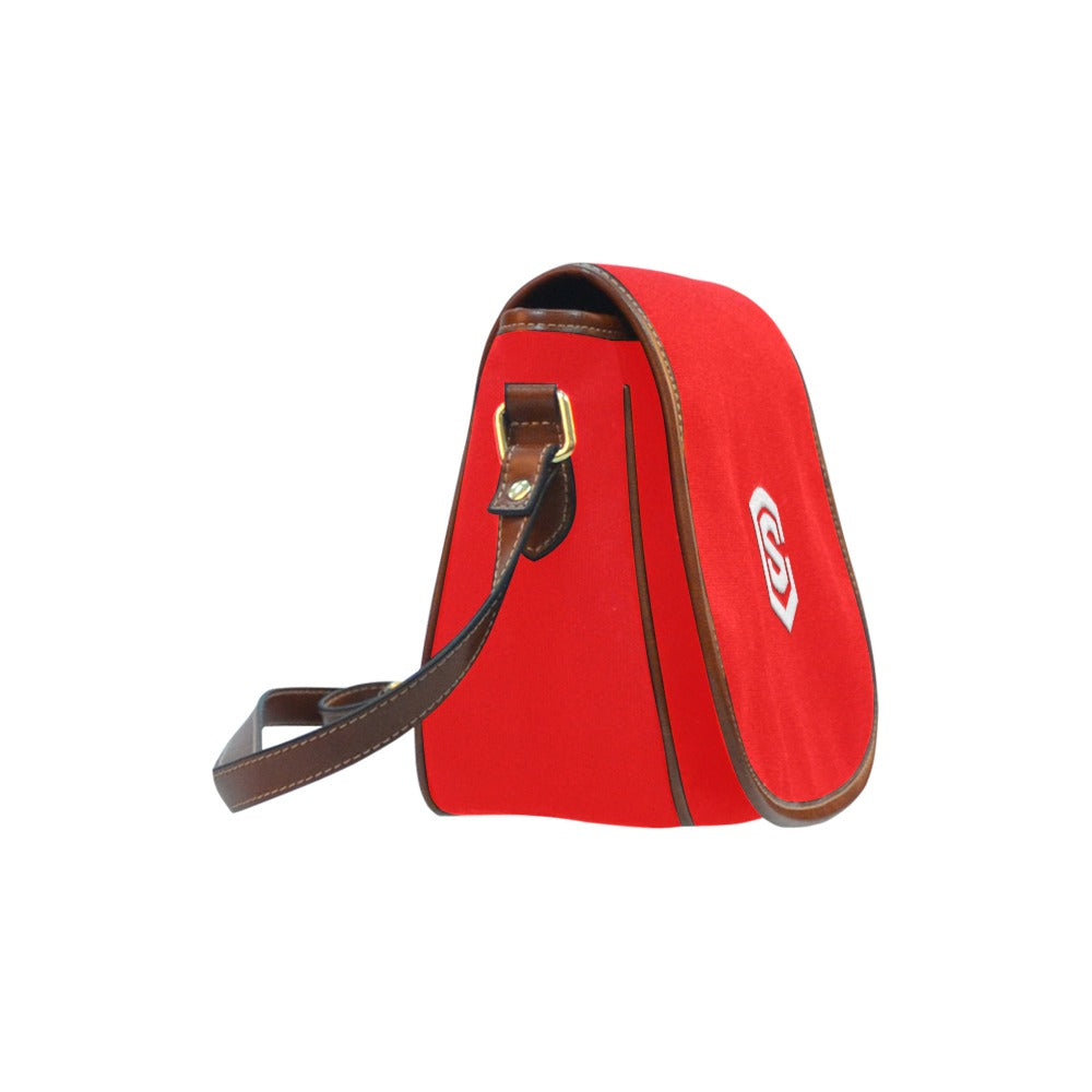 RED Saddle Bag WITH WHITE LOGO Saddle Bag (Model 1649) (Small)