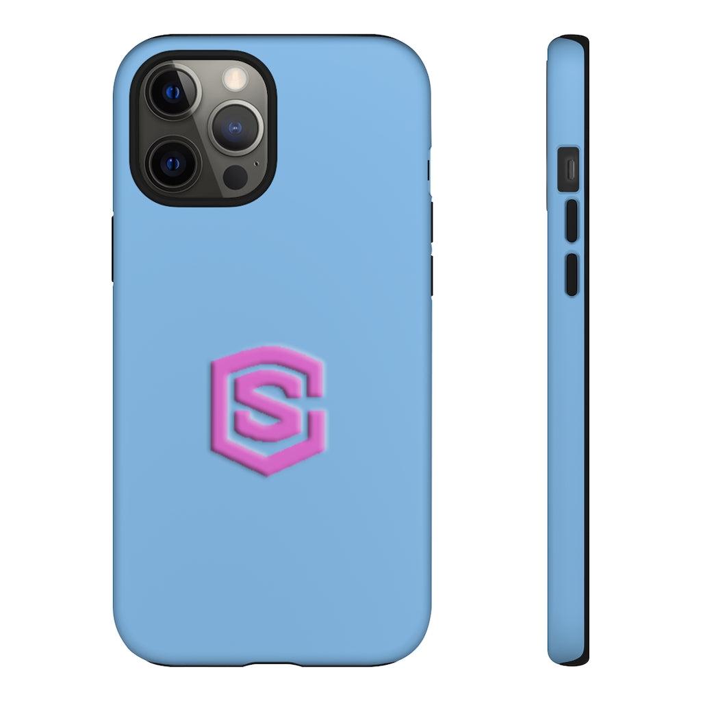 Blue Tough Cases Pink Logo