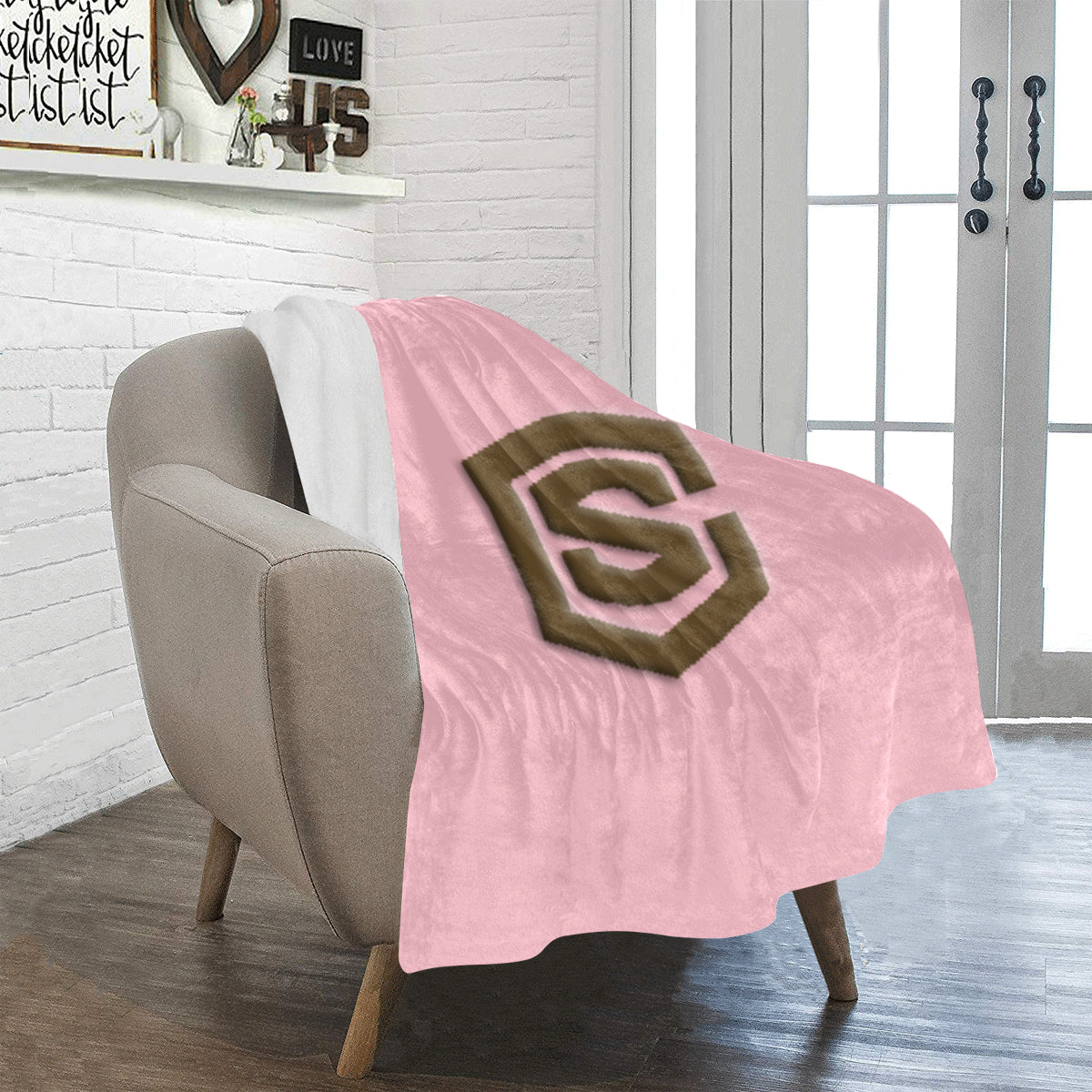 Pink Ultra-Soft Micro Fleece Blanket with Brown Logo Ultra-Soft Micro Fleece Blanket 30"x40"