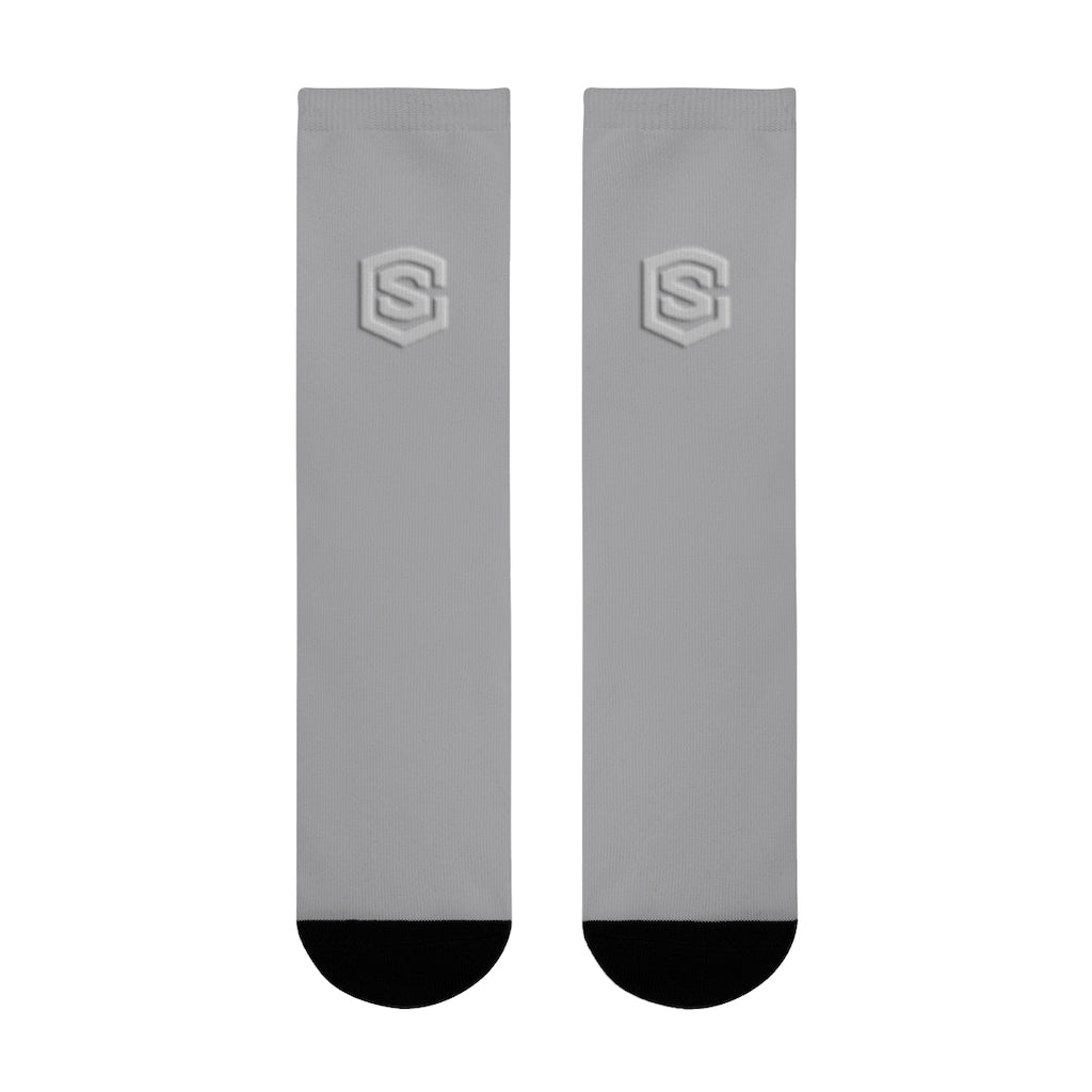 Grey Sublimation Crew Socks (EU) Silver Logo