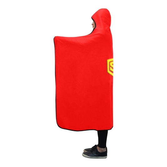 RED Hooded Blanket WHITH YELLOW  LOGO Hooded Blanket 80"x56"
