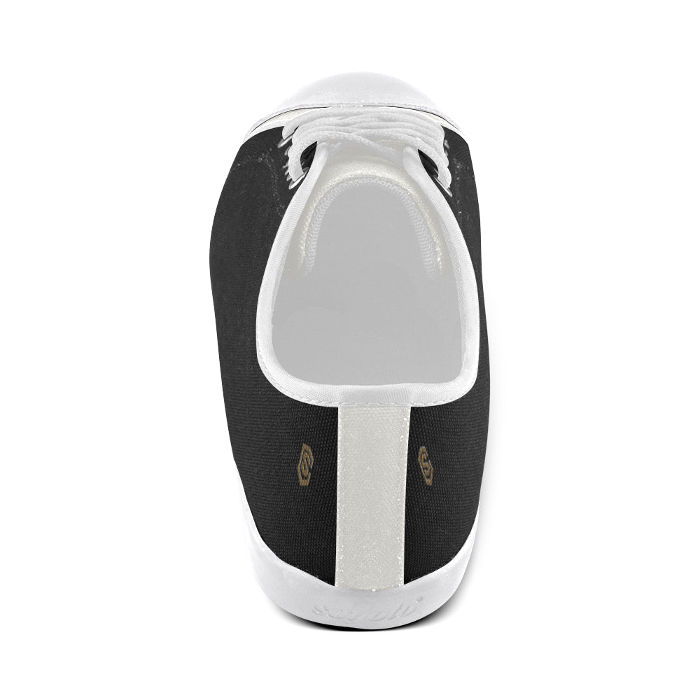 Brown Logo Men's Canvas Shoes (Model 016)