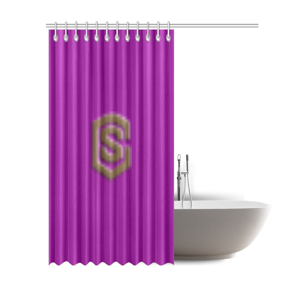 Purple Shower Curtain 69"x84" with Brown Logo Shower Curtain 69"x84"