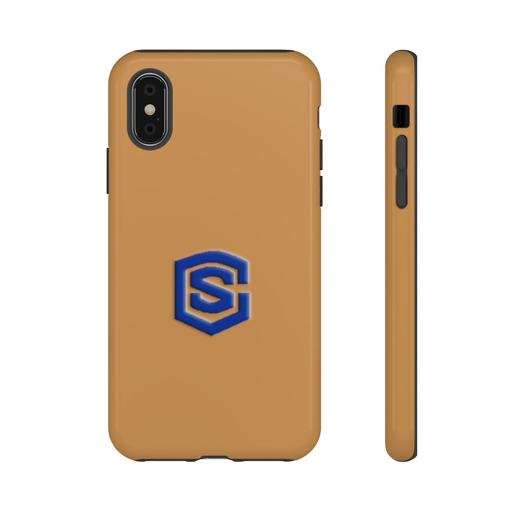 Brown Tough Cases Blue Logo