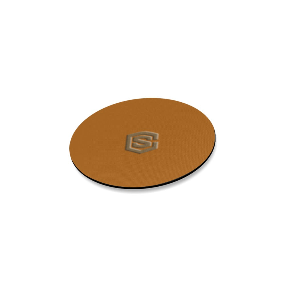 Brown Round Coaster with Brown Logo Round Coaster