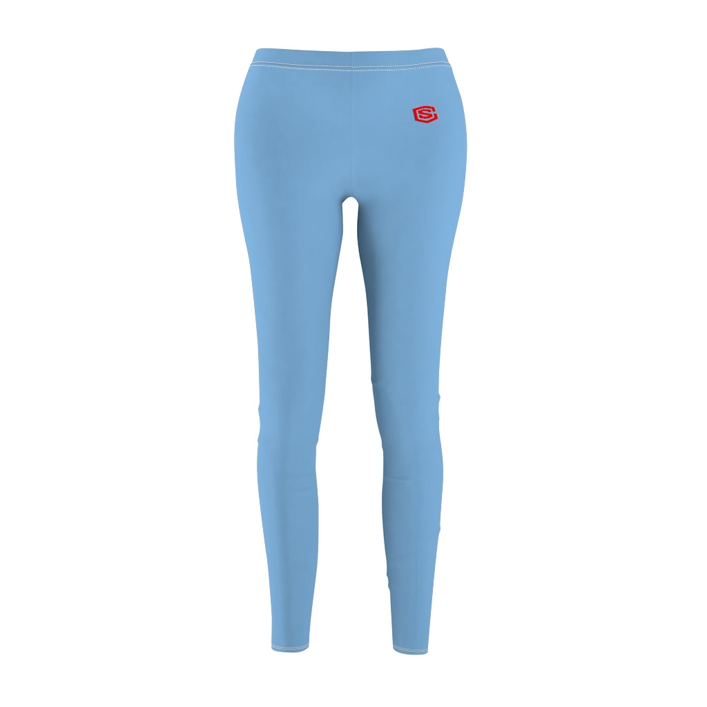 Blue Women's Cut & Sew Casual Leggings Red logo
