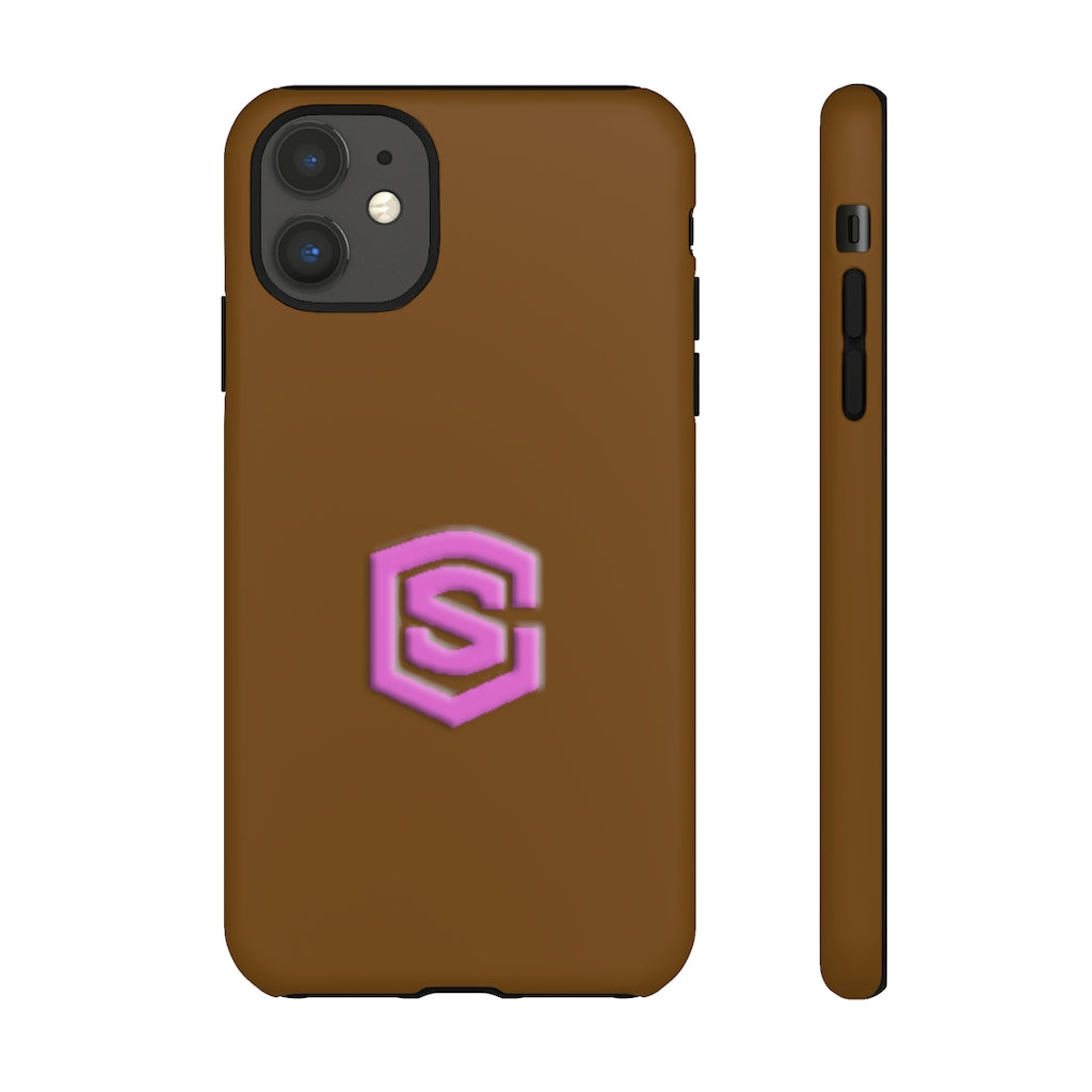 Brown Tough Cases Pink Logo