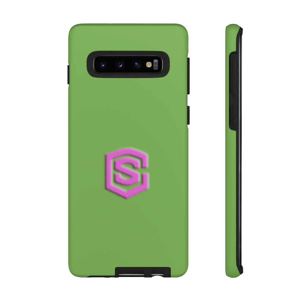 Green Tough Cases Pink Logo
